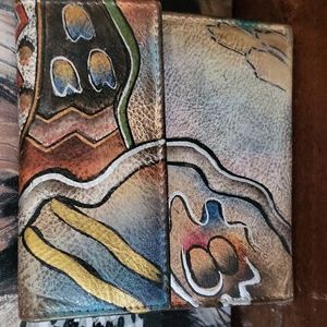 Beautiful hand painted Wallet Leather